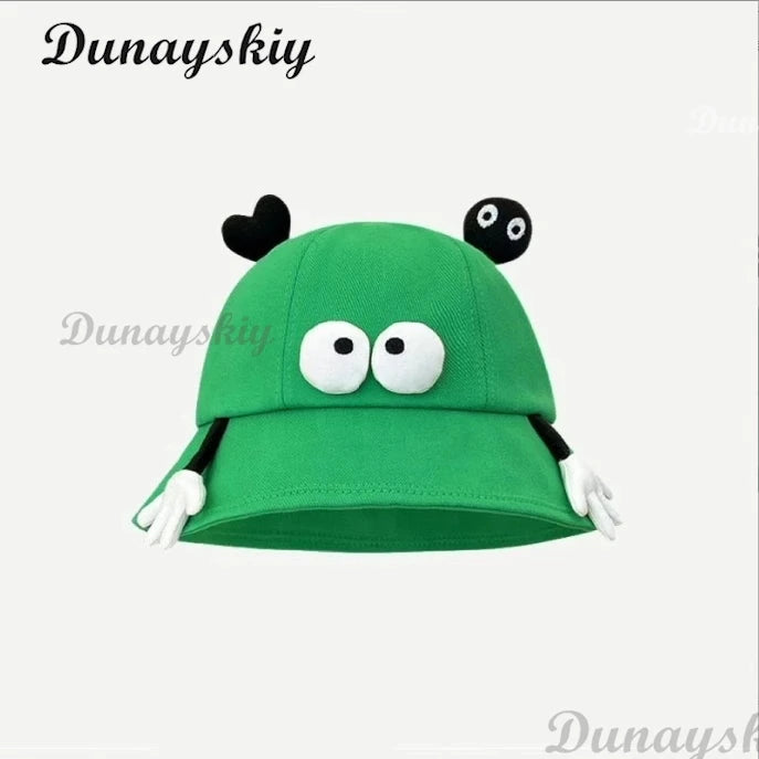 Cute Frog Bucket Hats Cosplay Accessories Women Bucket Hat Women Summer Outdoor Sun Fishing Cap Cotton Wild Panama Decorative