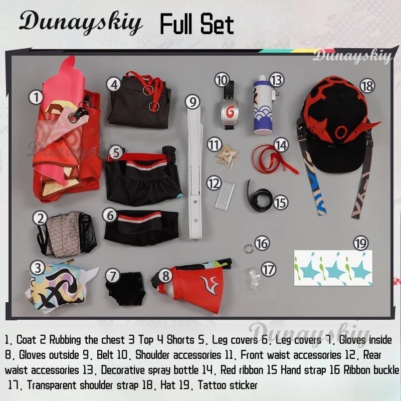 Rappa Red Jacket Honkai Star Rail Cosplay Costume Wig Hat Shorts Galaxy Ranger Props Halloween Party Women Accessory