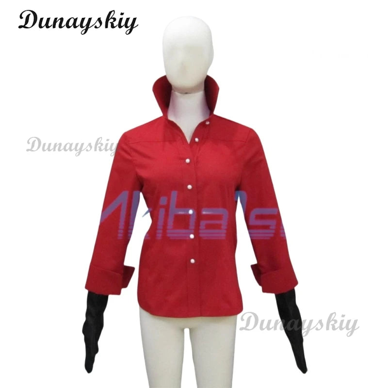 Resident 6 Ada Wong Cosplay Costume Wig Prop Evil Red Shirt Pants Halloween Carnival Disguise Suit Women Girls Customized