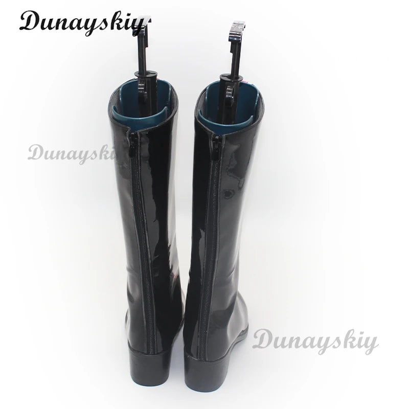 Anime Movie KPOP Demon Hunters Rumi Cosplay Shoes Boots Black PU Leather Boots For Women Men Halloween Carnival Party Props