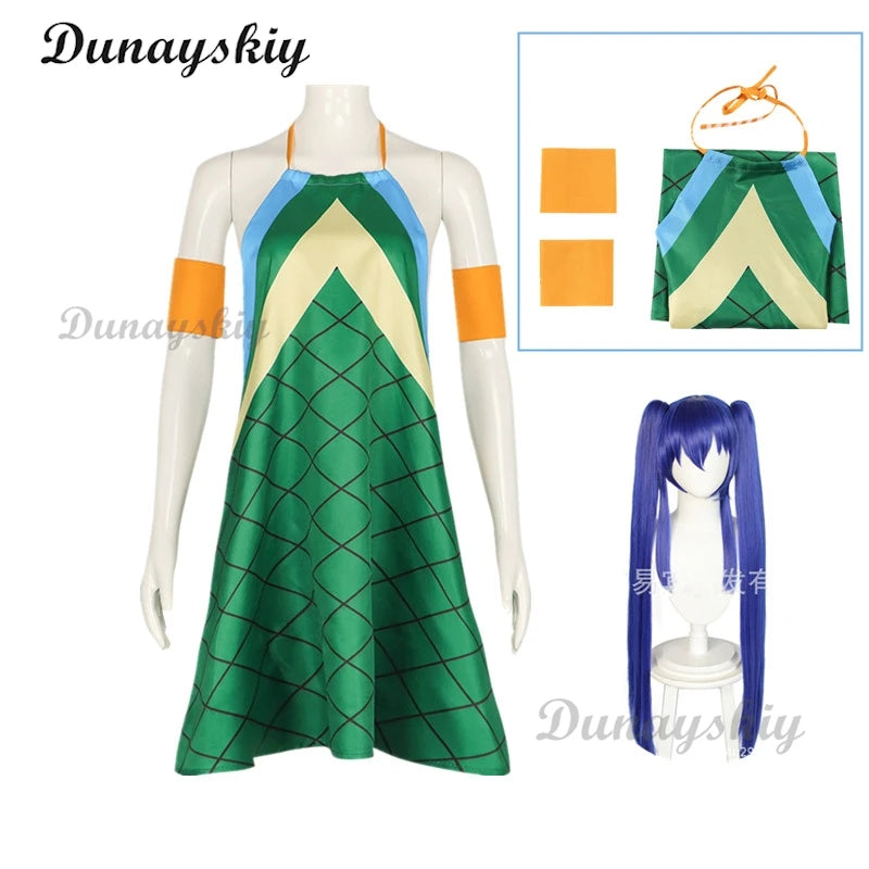 Fairy Anime Tail Wendy Marvell Cosplay Costume Magic Shooter Wig Green Dragonscale Dress Woman Sexy Kawaii Carnival Party Suit