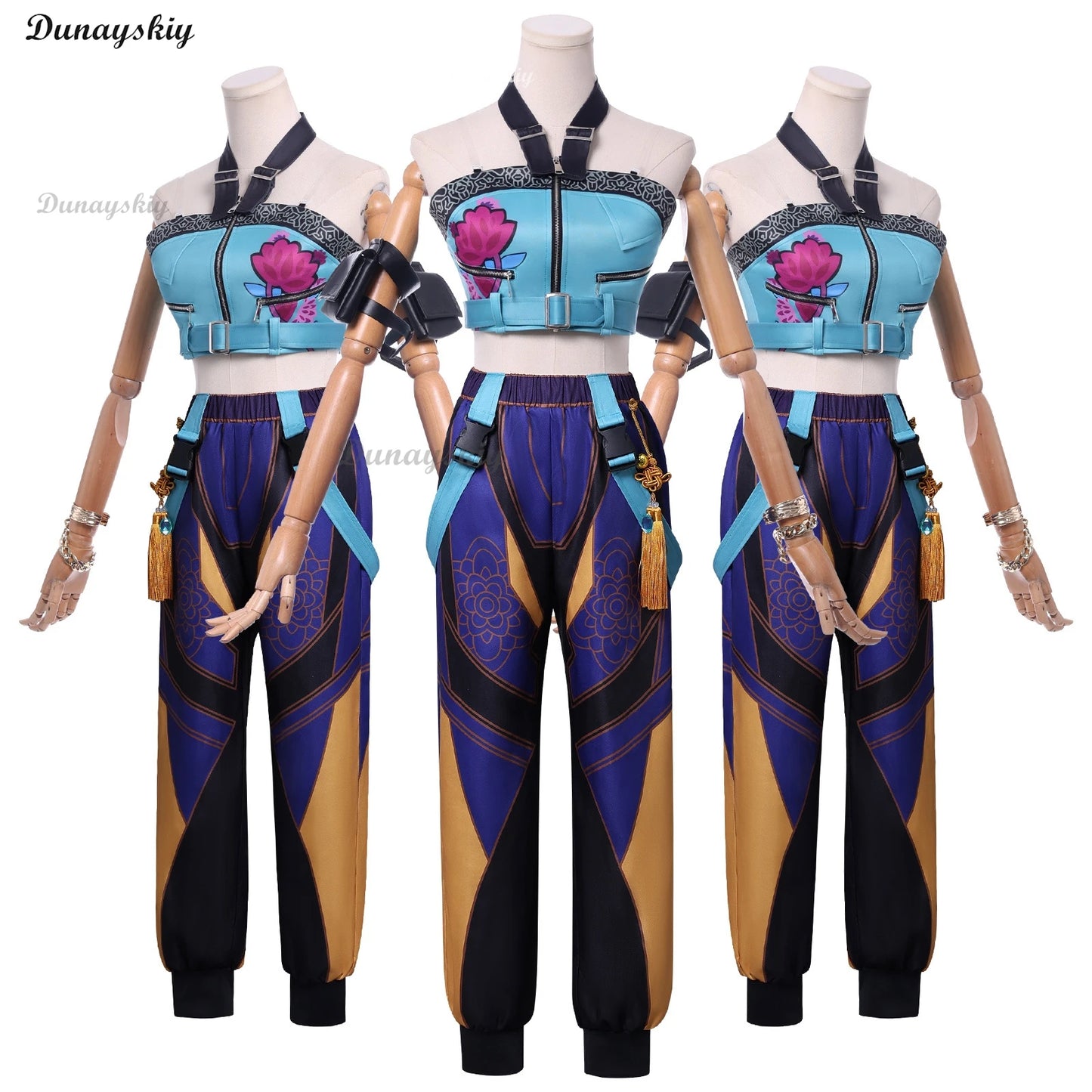 Anime Movie KPop Demon Hunters Zoey Cosplay Costume Uniform Huntrix Rings Earrings Festival Halloween Party for Women Girls Prop