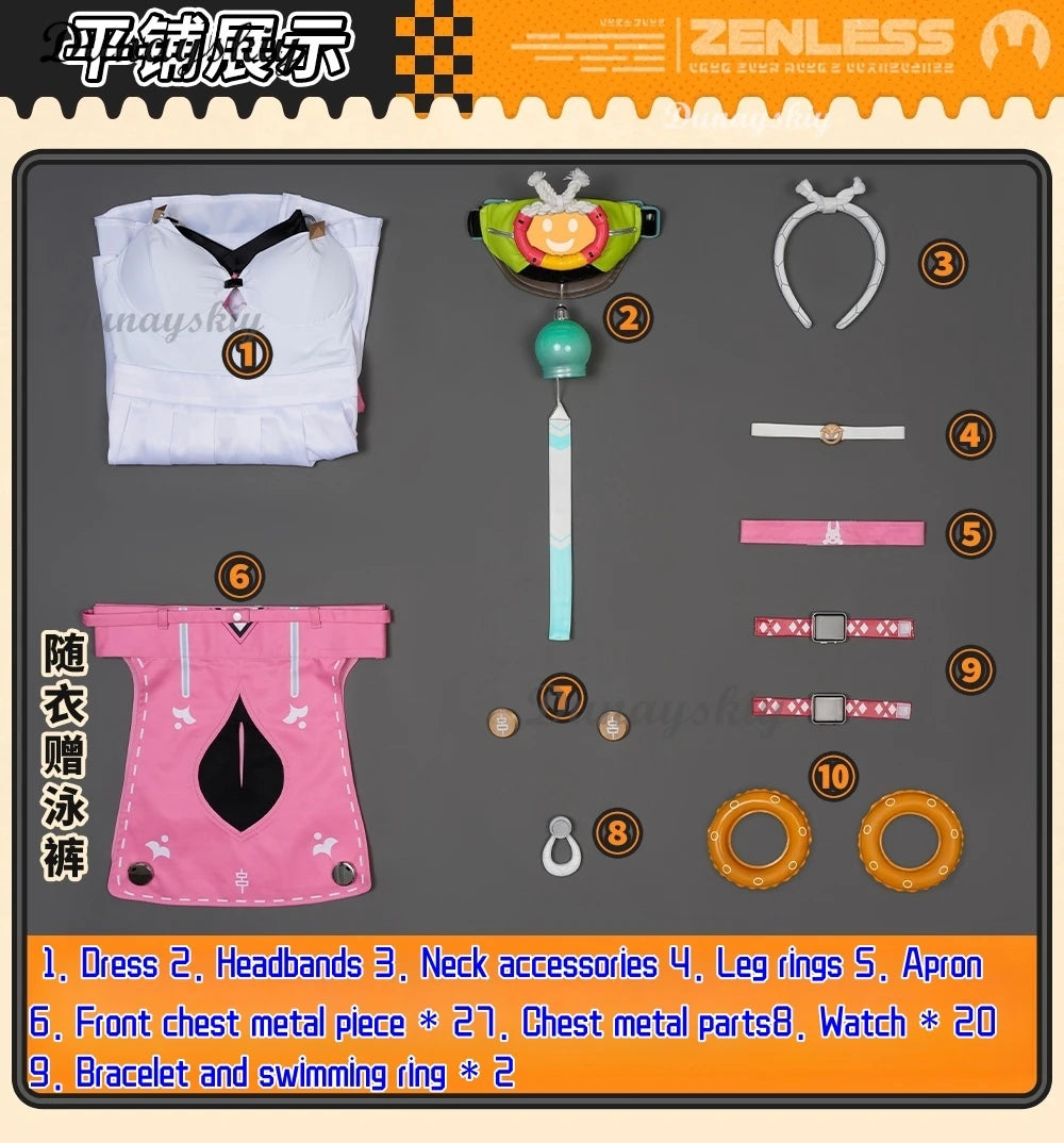 Zenless Zone Zero Alice Cosplay Summer Swimsuit Sexy Costume Cat Ear Tail Set Spook Shack Roleplay Anime Game Halloween