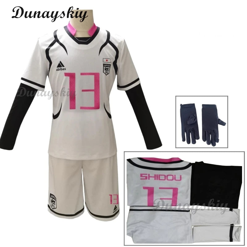 Anime Blue Itoshi Sae Lock Cosplay Costume Wig U20 Competition White Pink Football Team Uniform Wig Man Campus Gymnastics Suit