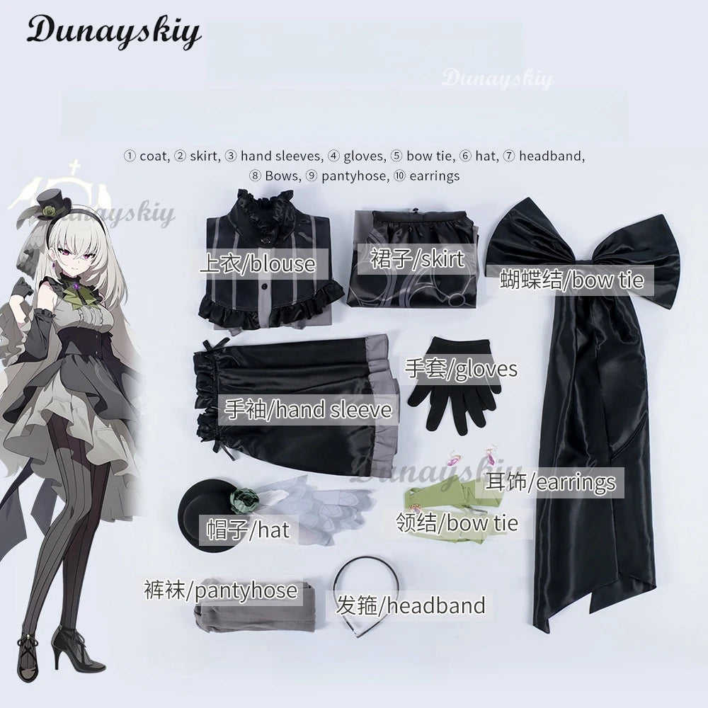 Game Blue Archive‌ Utazumi Sakurako Cosplay Costume Wig Halo Lolita dress Women's Dresses White Wig Accessory Customized