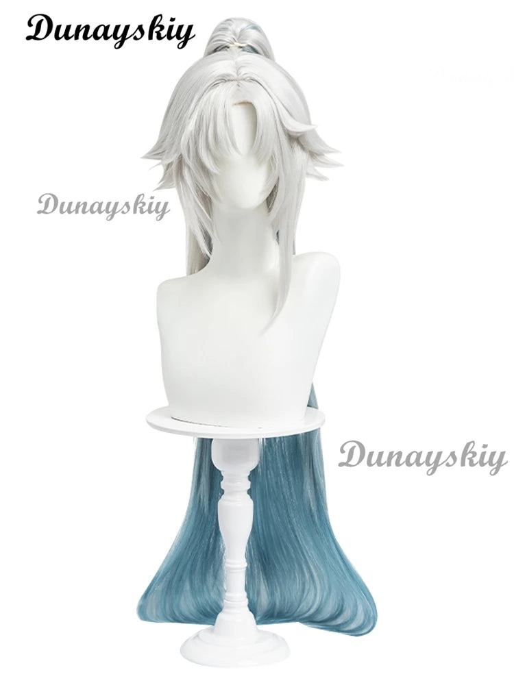 Honkai Star Rail Feixiao Cosplay Wig Gray Blue Long Hair The Xianzhou Yaoqing The Great General Halloween Party for Women Girls