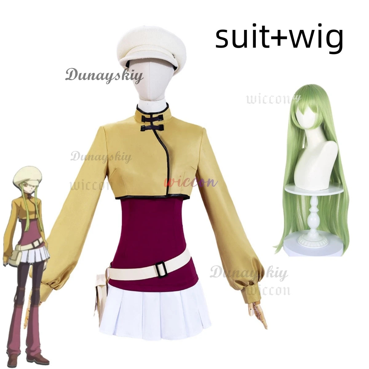 Anime CODE GEASS Lelouch of The Rebellion C.C. Cosplay Costume Detective Uniform Coat Skirt Wig Woman Sexy Carnival Party Suit