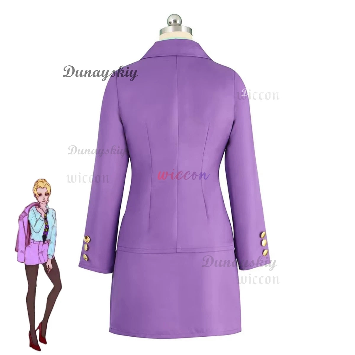 Anime JoJo's Bizarre Adventure Kira Yoshikage Cosplay Costume Female  Purple Style Female Coat Shirt Skirt Woman Sexy Party Suit