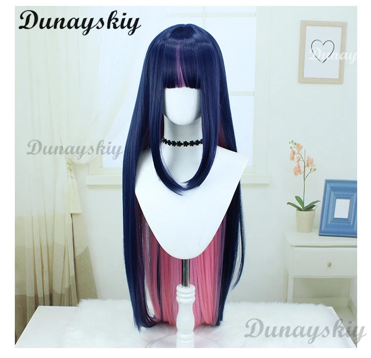 Anime Cosplay Stocking Anarchy Cosplay Wig 100cm/120cm Long Blue Pink Stocking Role Play Wigs Customized
