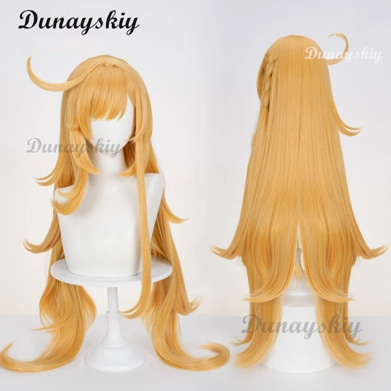 Genshin Impact Escoffier Cosplay Prop Wig Women Girls Long Orange Hair Ousia Fontaine Tasteful Excellence Halloween Party Wigs