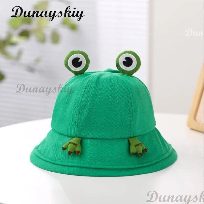 Cute Frog Bucket Hats Cosplay Accessories Women Bucket Hat Women Summer Outdoor Sun Fishing Cap Cotton Wild Panama Decorative