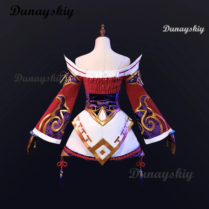 LOL: Ahri Champion Nine Tails Wildd Riftt Game Cosplay Costume Wig Ahri Red Dress Halloween Cosplay
