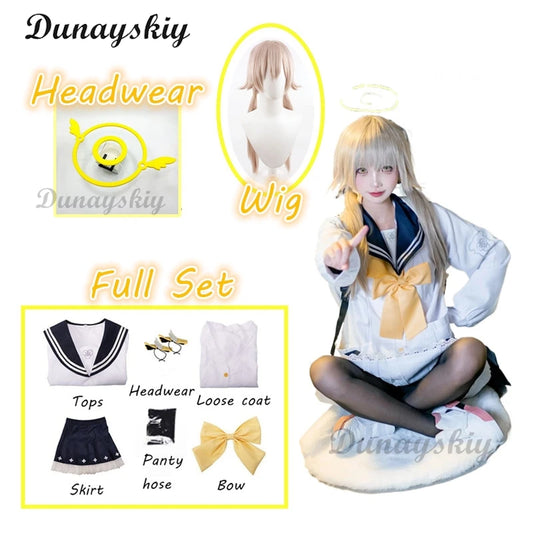 Game Blue Archive Ajitani Hifumi Cosplay Women Jk Uniform Outfit Ajitani Cos Wig Halo Halloween Costume Sets