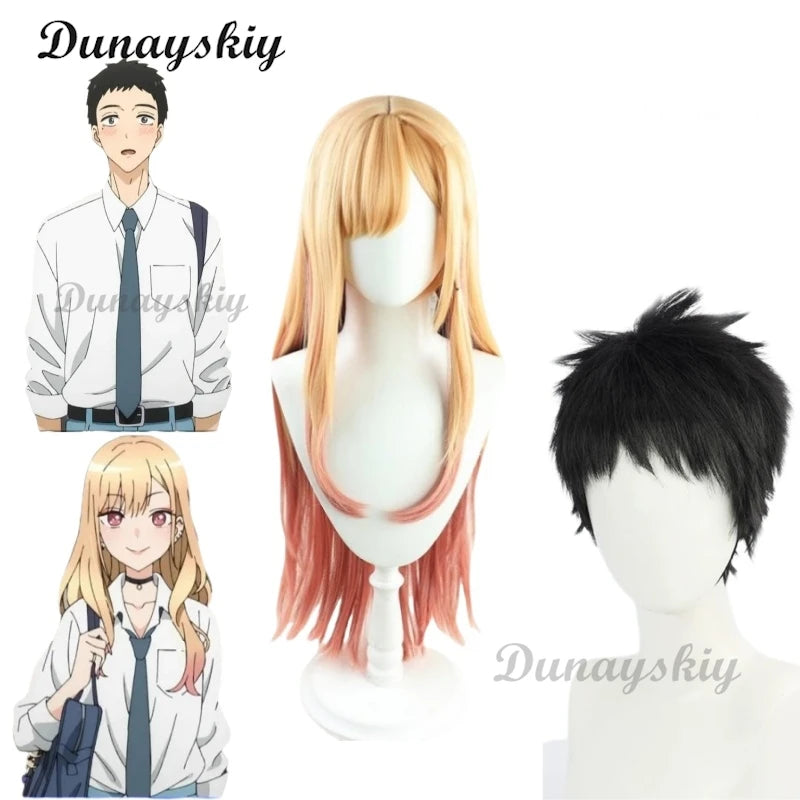 Gojo Wakana/ Kitagawa Marin Cosplay Wig Anime My Dress UpWig Black Short Hair Yellow Long Wig Girls Women Halloween Costumes