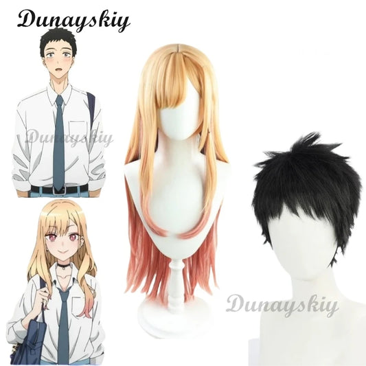 Gojo Wakana/ Kitagawa Marin Cosplay Wig Anime My Dress UpWig Black Short Hair Yellow Long Wig Girls Women Halloween Costumes