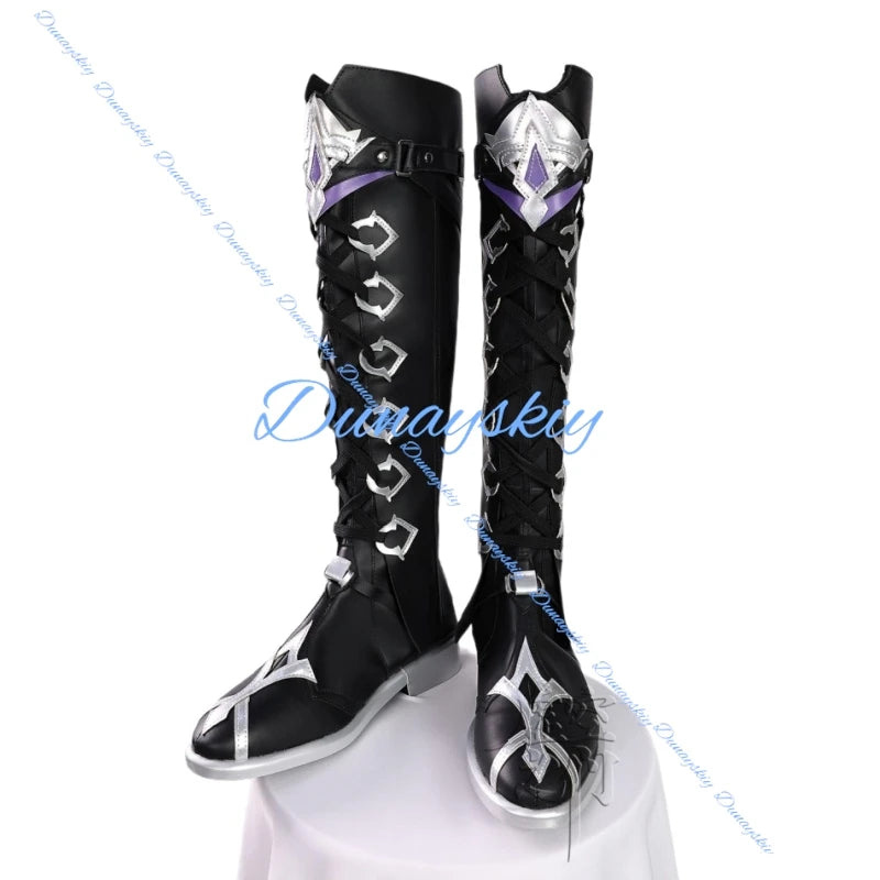 Genshin Impact Flins Cosplay Costume Wig Black Suits Coat Props Full Set Outfit UniformKyryll Chudomirovich Halloween Carnival