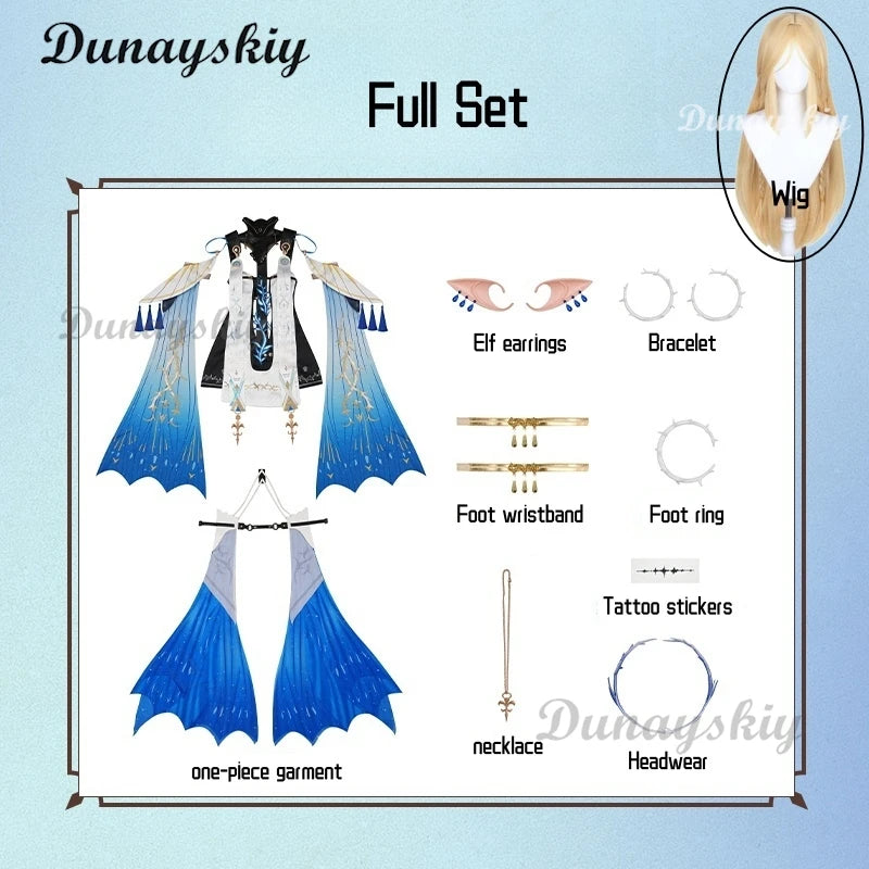 Game Wuthering Waves WuWa Cartethyia Cosplay Costume Wig Headwear Dress Carnival Halloween Party Role Play Wig Shoes Suits Prop