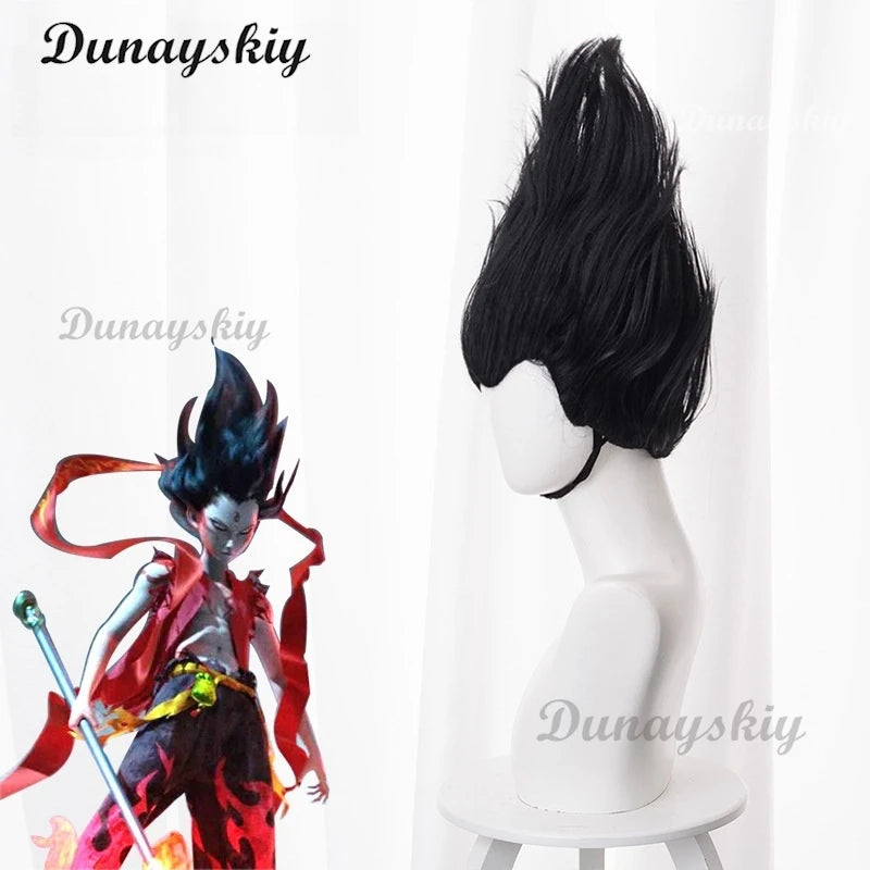 Anime Movies Nezha Cosplay Wig Black Hair Teen Wig Props Aobing Ne Zha 2 Halloween Party for Women Men Carnival Accessory Gifts
