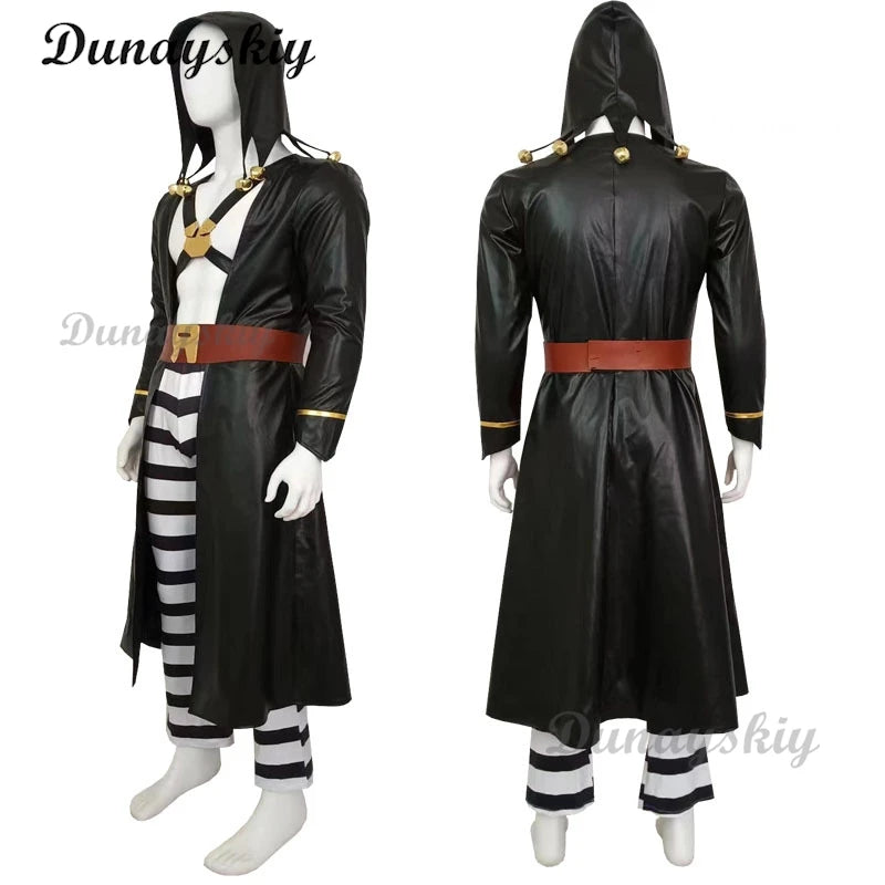 Anime JoJo's Cosplay Costume Bizarre Golden Wind Risotto Nero Wig Uniform Hooded Trench Pants Adventure Halloween Party Outfit