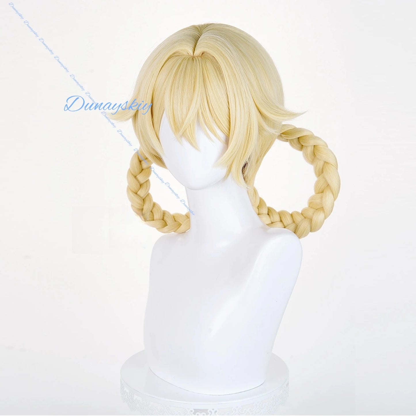 Genshin Impact Jahoda Cosplay Wig Golden Double Braids Heat Resistant Fiber Hair Halloween Party for Women Girls Cos Prop