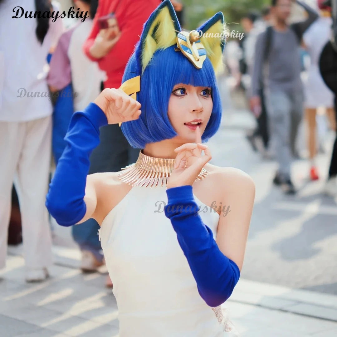 Anime Egyptian Cat Dress Cosplay Costume Wig Animal Crossing Style Full Set with Accessories Women's Role Play Costume