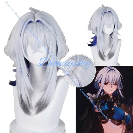 Game Wuthering Waves Galbrena Cosplay Wig Gray-blue Hair Accessory Halloween Party Women Girls Carnival Role Play Cos Props