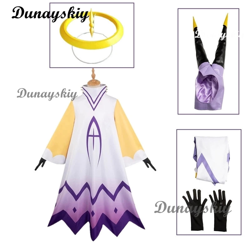 Hazbin Adam Cosplay Anime Hotel First Man Angel Halo Clothes Cosplay Costume Suit Unisex cos Halloween Party Angel Wings