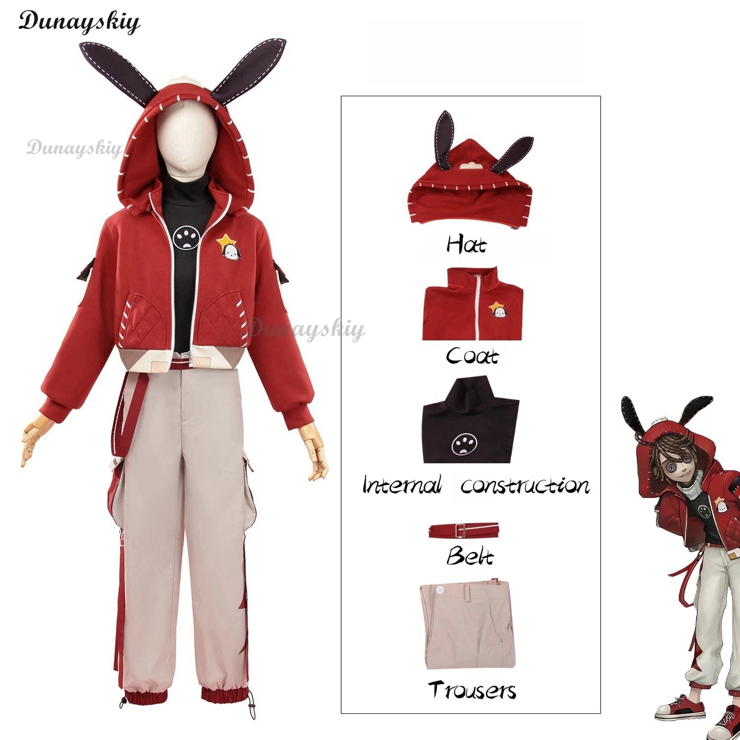 Luca Balsa Game Identity V New Role-Playing Prisoner Skin Cosplay Costume Wig Daily Outfit Comic-Con Combat Halloween Customized