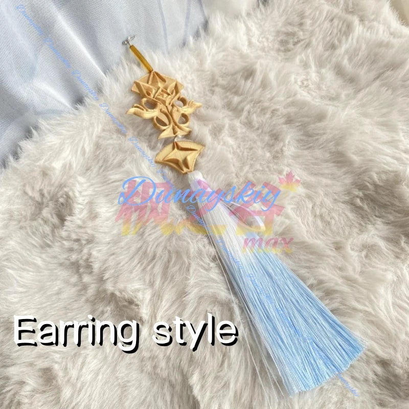 Fox Mask Hinako Shimizu Cosplay Costume Silent Game White Suit Wig Mask Earrings Halloween RolePlay Party