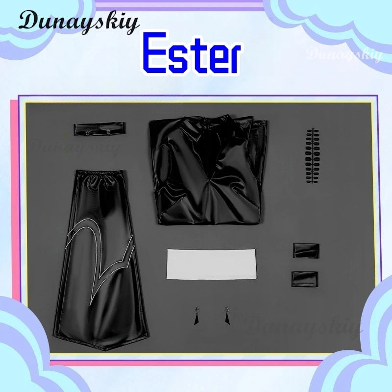 Anime Panty Stocking Polyester Cosplay Costume Wig Polyurethane Cosplay Costume PU Black White Suits For Halloween Party Props