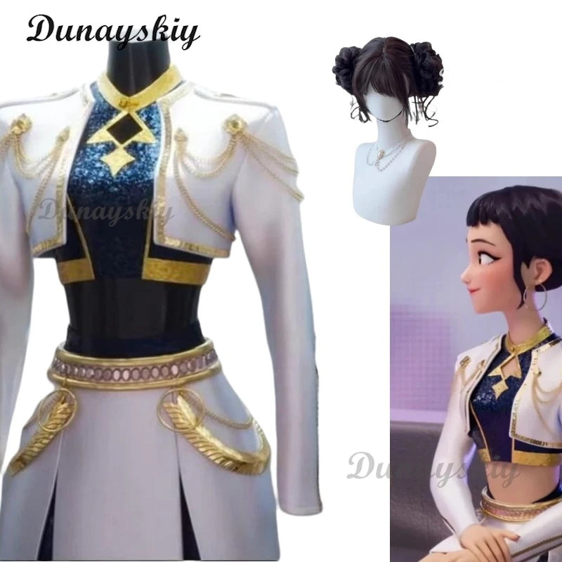 Kpop Demon Zoey Rumi Cosplay Costume Wig Hunters Mira Heavy Duty Y2K Cyber Metaverse Gothic Futuristic Stage Performance Outfit