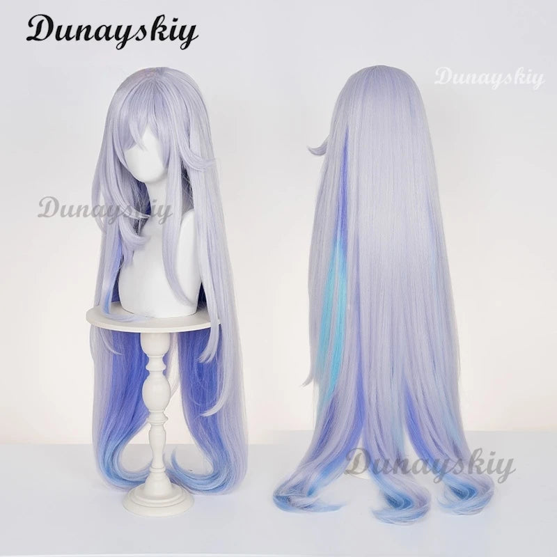 Genshin Impact Skirk Cosplay Wig Blue Gray Long Hair New Skin Swordswoman Tartaglia's Master Abyss Halloween Party Women Girls