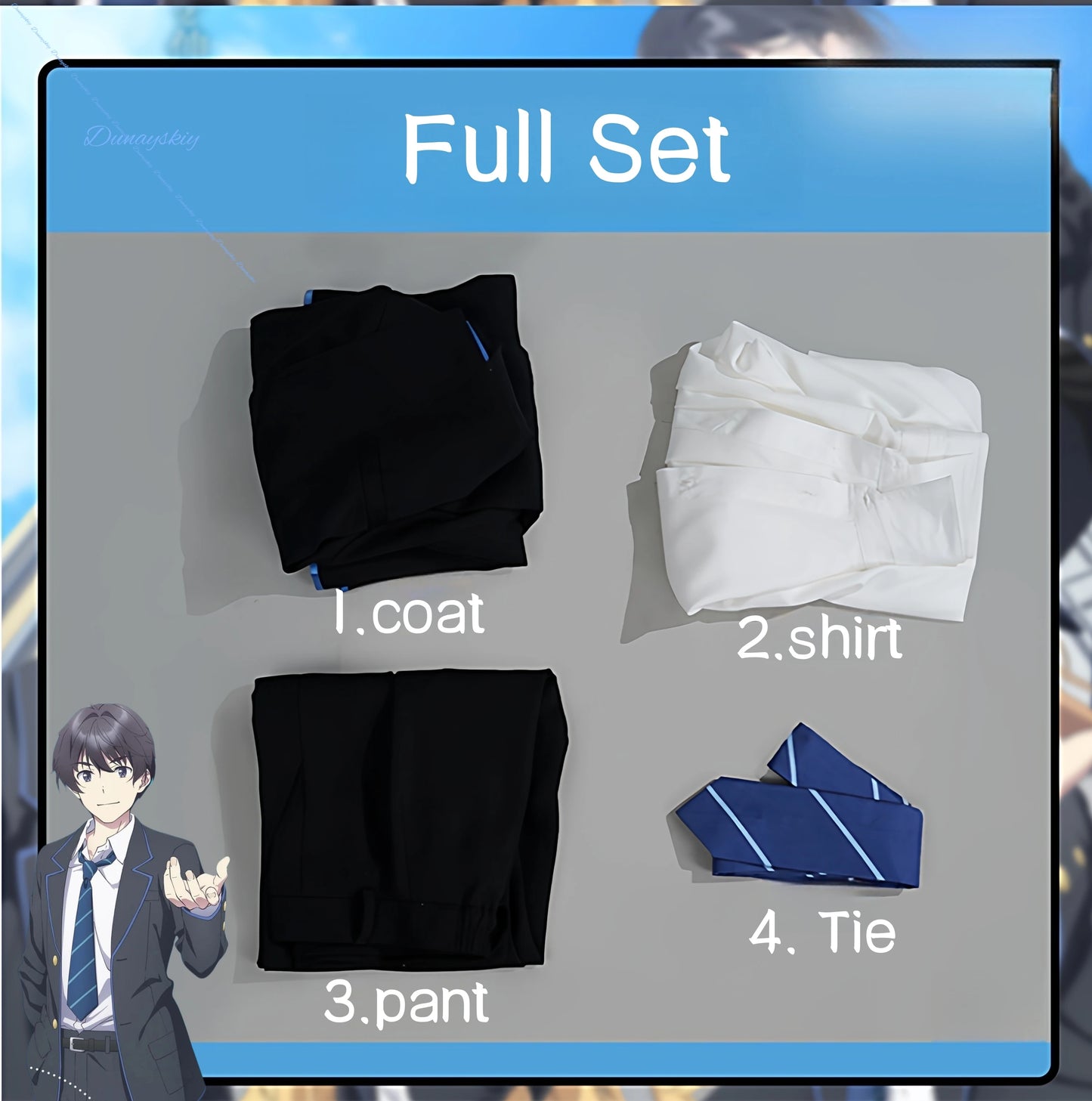 Anime Chitose Is in the Ramune Bottle Yuuko Hiiragi Saku Chitose Cosplay Costume Wig Uniform Coat Skirt Headwear Role Playing