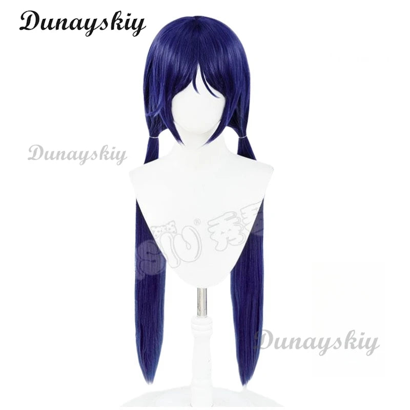 Anime Horror Game MiSide Cosplay Mita Мита Long Wig With Styled Double Ponytail Heat Resistant Synthetic Women Cos Customized