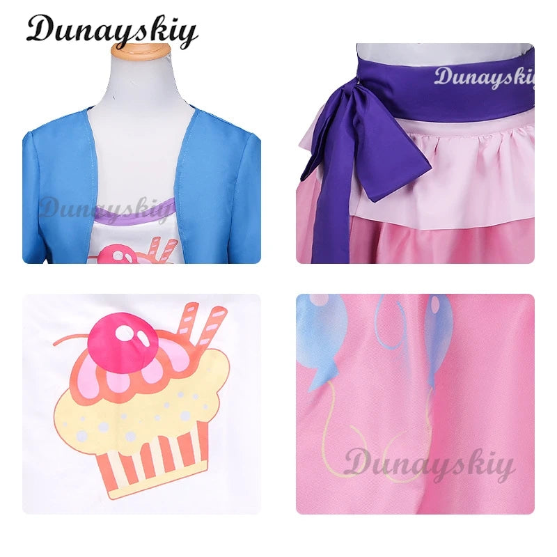 Anime Pinkie Pie Cos PP Pinkamena Diane Pie Cosplay Personification My Little Cos Cute Lovely Pink Pony Wig Wavy Curls Party