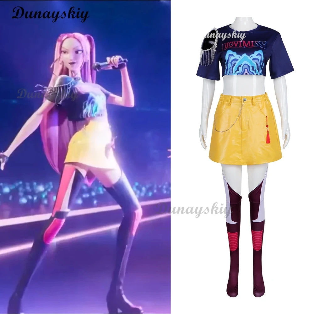 Anime KPop Demon Hunters Cosplay Costume for Women Zoey Mira Rumi Cosplay Fantasy Roleplay Outfits Halloween Carnival Party Suit