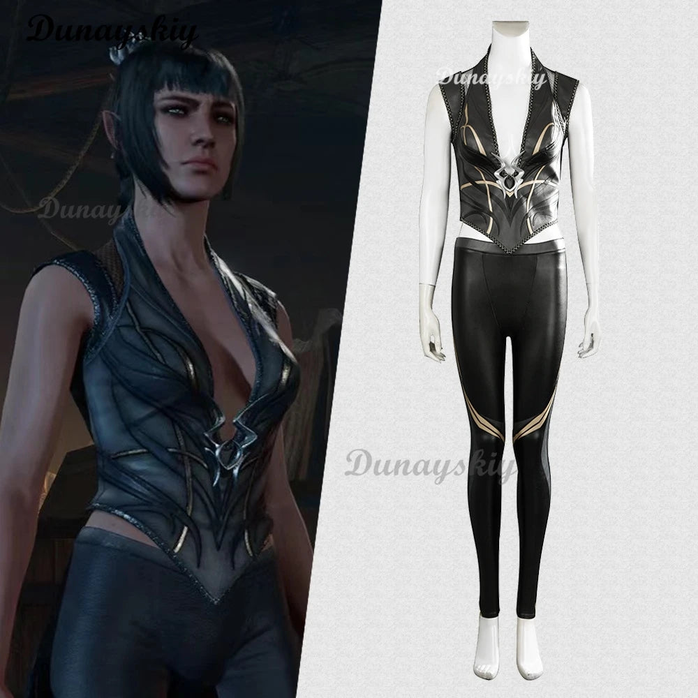 Baldurs Cos Gate 3 Cosplay Shadowheart Costume Fantasia Disguise Adult Women Leather Pants Outfit Female Halloween Carnival Suit