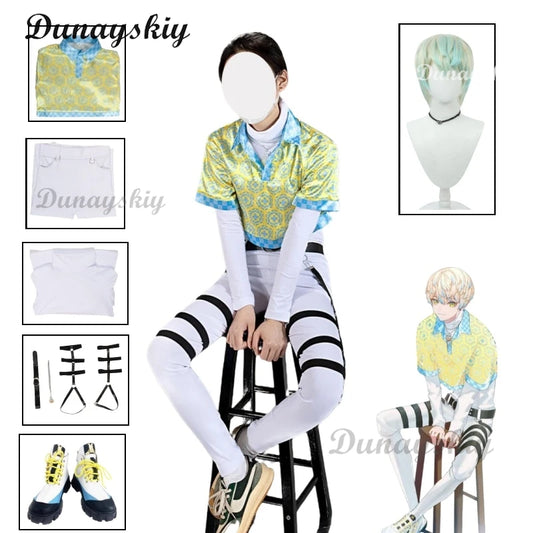 Anime Vtuber Nijisanji Hibachi Mana Cosplay Costume Wig Heat Yellow Short T-shirt Halloween Party Role Play Carnival Suit