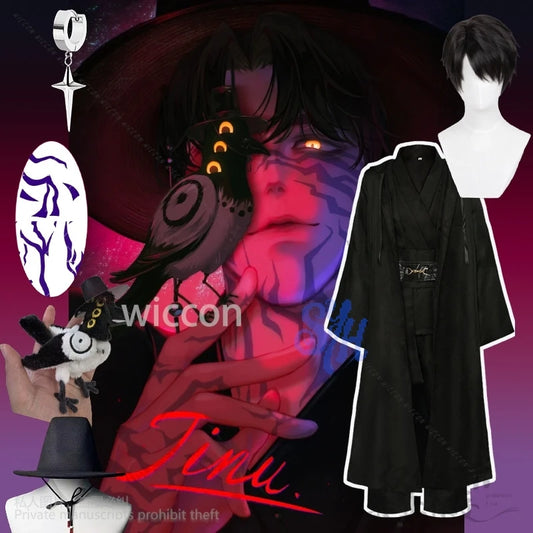 Jinu saja boy﻿ Cosplay Handsome Idol Stage Uniform For Anime Movie Kpop Demon Korea Hat Vampire Goth All Black Suit Halloween