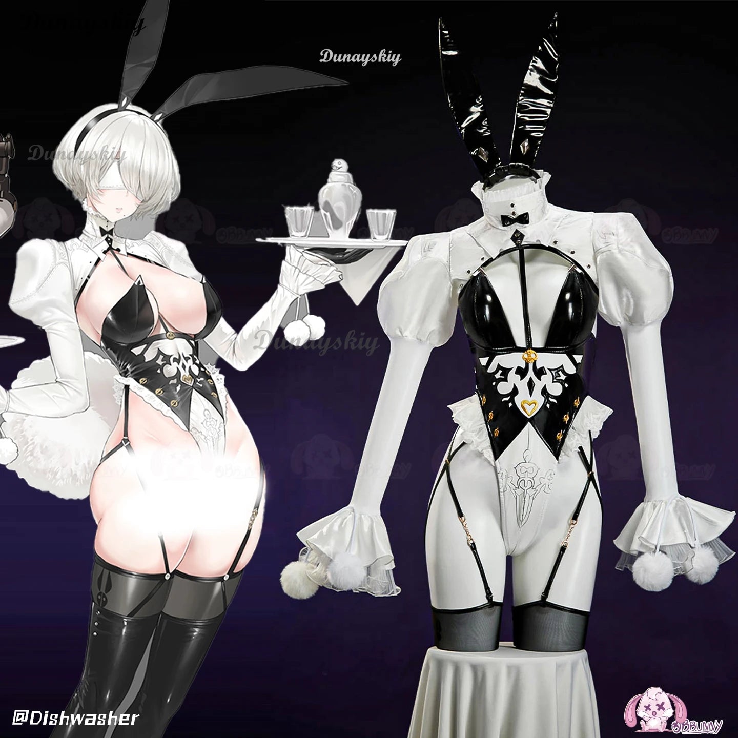 Game NieR: Automata 2B Sexy Cosplay Costume Maid Doujin Bunny Girl Uniforms Headwear Props Wig Halloween Rabbit Girl Clothes