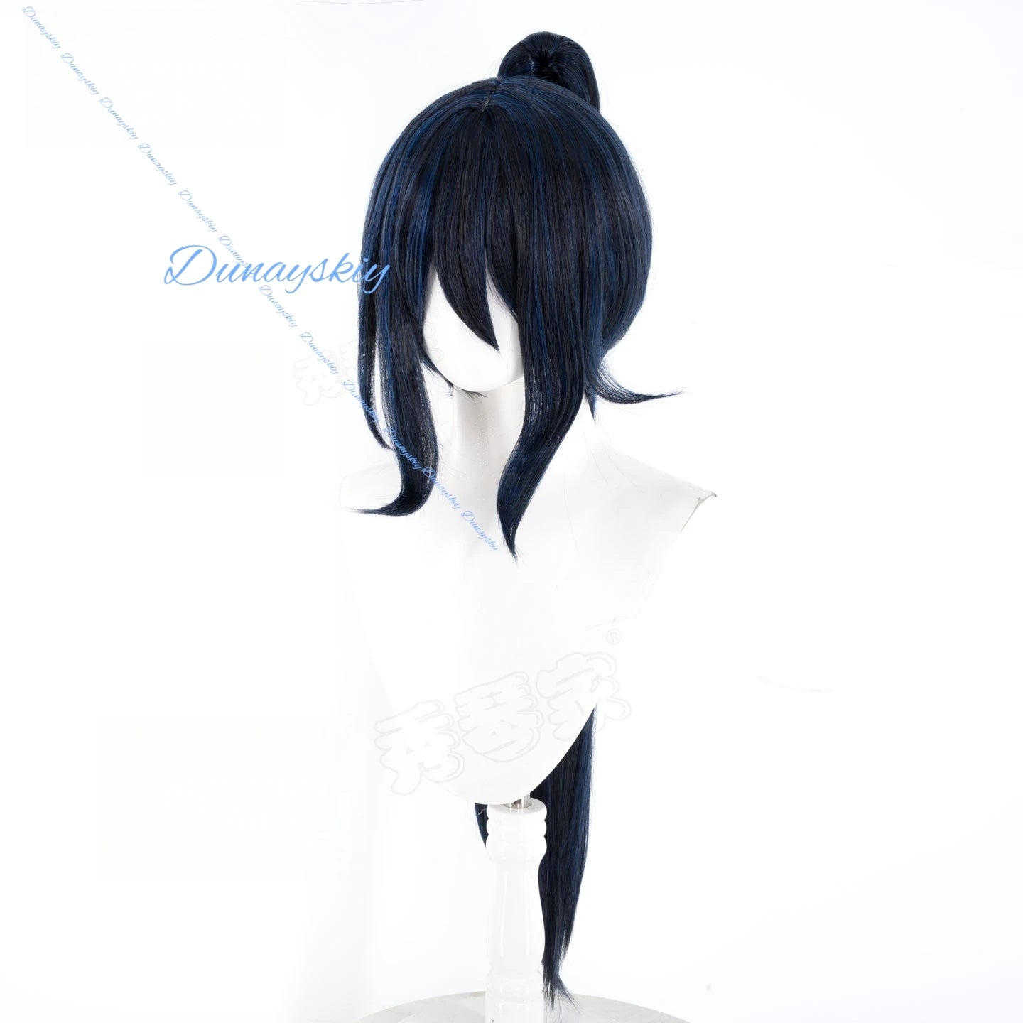 Game Limbus Company Hong Lu Cosplay Wig 80cm Dark Blue Grey Wigs For Women Men Cosplay Anime Hair Halloween