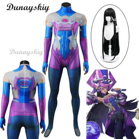 Mv Rivals Galacta Gali Cosplay Purple Jumpsuit Daughter of the Devourer Outfits Wig Comic Game Clothes Uniform Halloween Suit