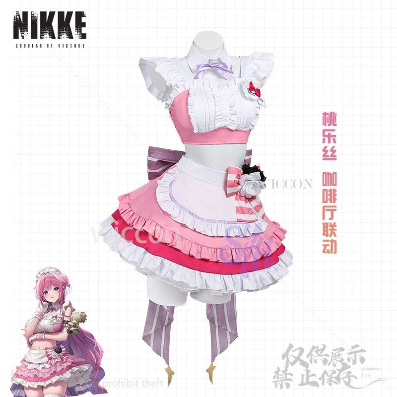Game NIKKE：The Goddess Of Victory Dorothy Doro Cosplay Anime Coffee Maid Costume Kawaii Pink Ruffles Bow Cake Dress Halloween