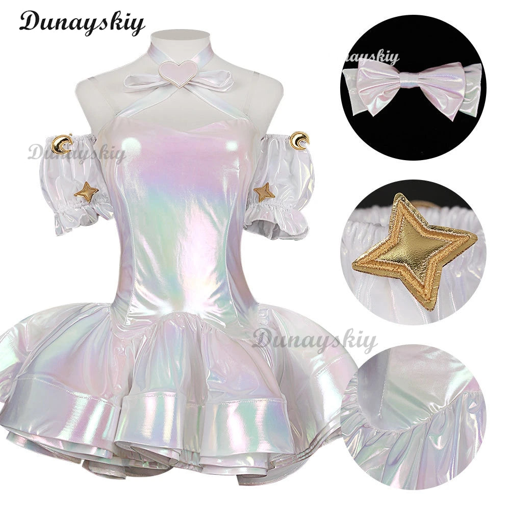 NEEDY GIRL OVERDOSE KAngel Laser Skirts Cosplay Costume Wig Streamer Overload Lolita Dress Shoes Outfit Women Ribbon Ponytail