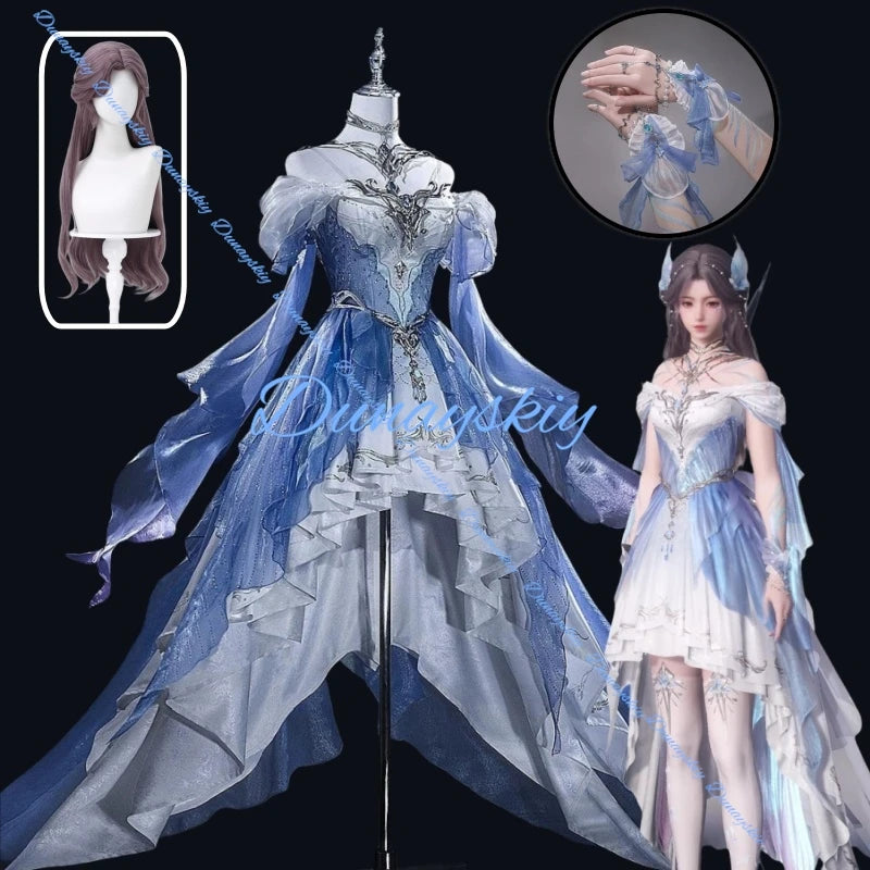 Love and Deepspace MC Cosplay Costume Wig Deepsea Waves Dress Heroines Uniform Carnival Outfit Headwear Halloween Party