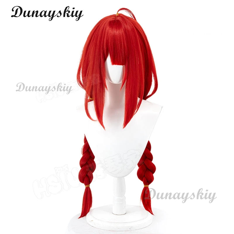 Game Zenless Zone Zero Ukinami Yuzuha Cosplay Wig Red Double Braid Long Hair Spook Shack Halloween Party Women Girls Carnival
