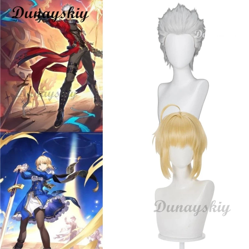Honkai: Star Rail x Fate/stay night Saber Archer Official Cosplay Wig Gilded Gold Braided Ponytail Anime Cosplay Wig Hair