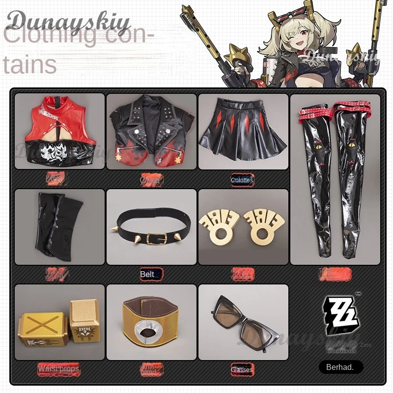 Burnice White Cosplay Costume Wig Hair Zenless Zone Zero Role Play Halloween Party Glasses Woman Comic-Con Disguise Combat Set