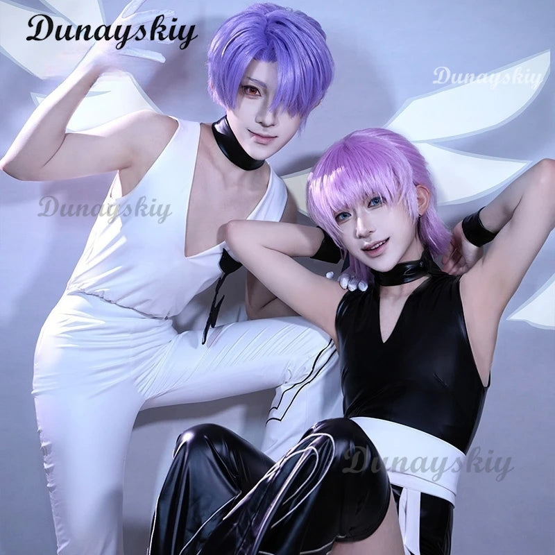 Anime Panty Stocking Polyester Cosplay Costume Wig Polyurethane Cosplay Costume PU Black White Suits For Halloween Party Props