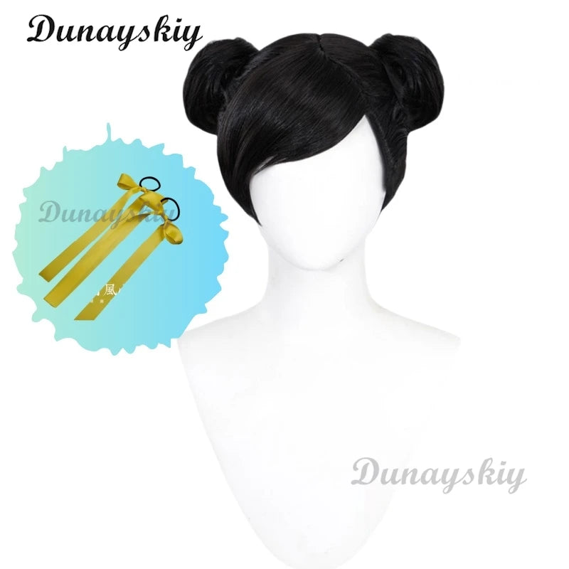 Chun-Li Cosplay Wig Game SF Fighter Headwear Heat Resistant Synthetic Hair Carnival Halloween Party Props Gifts Customized